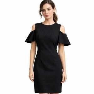 Zara dress women's M black flutter sleeves feminine cotton lined old money